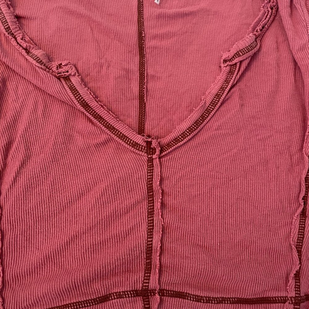 Out From Under Raspberry Long Sleeve Distressed T… - image 2